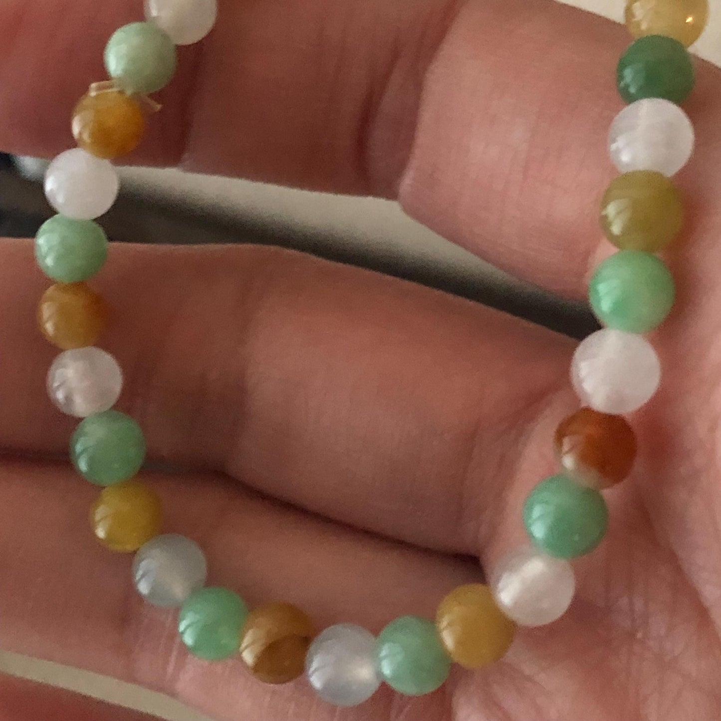 5.3mm Asst Colors Jade Jadeite Glossy Round Bead Bracelet