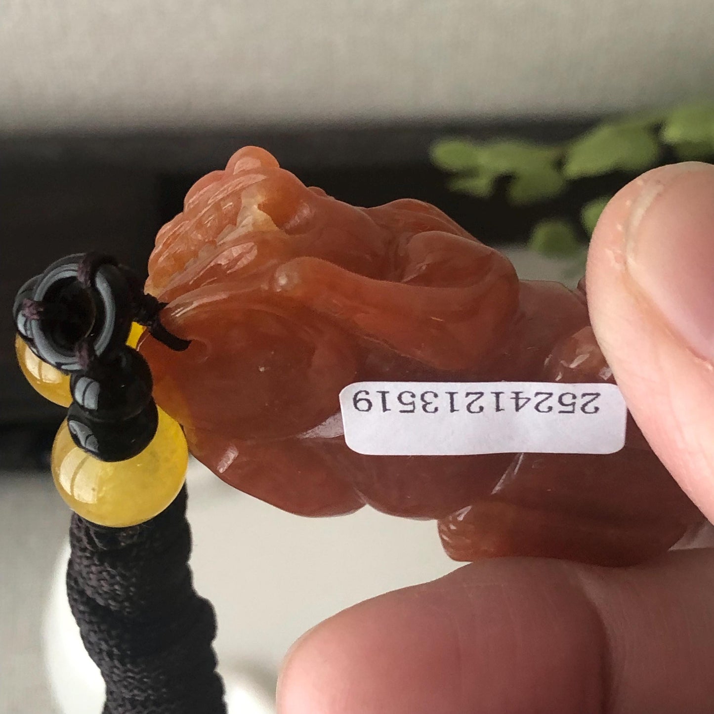 47.8mm Icy Red Brown Jadeite Jade Carved Pixiu Pendant