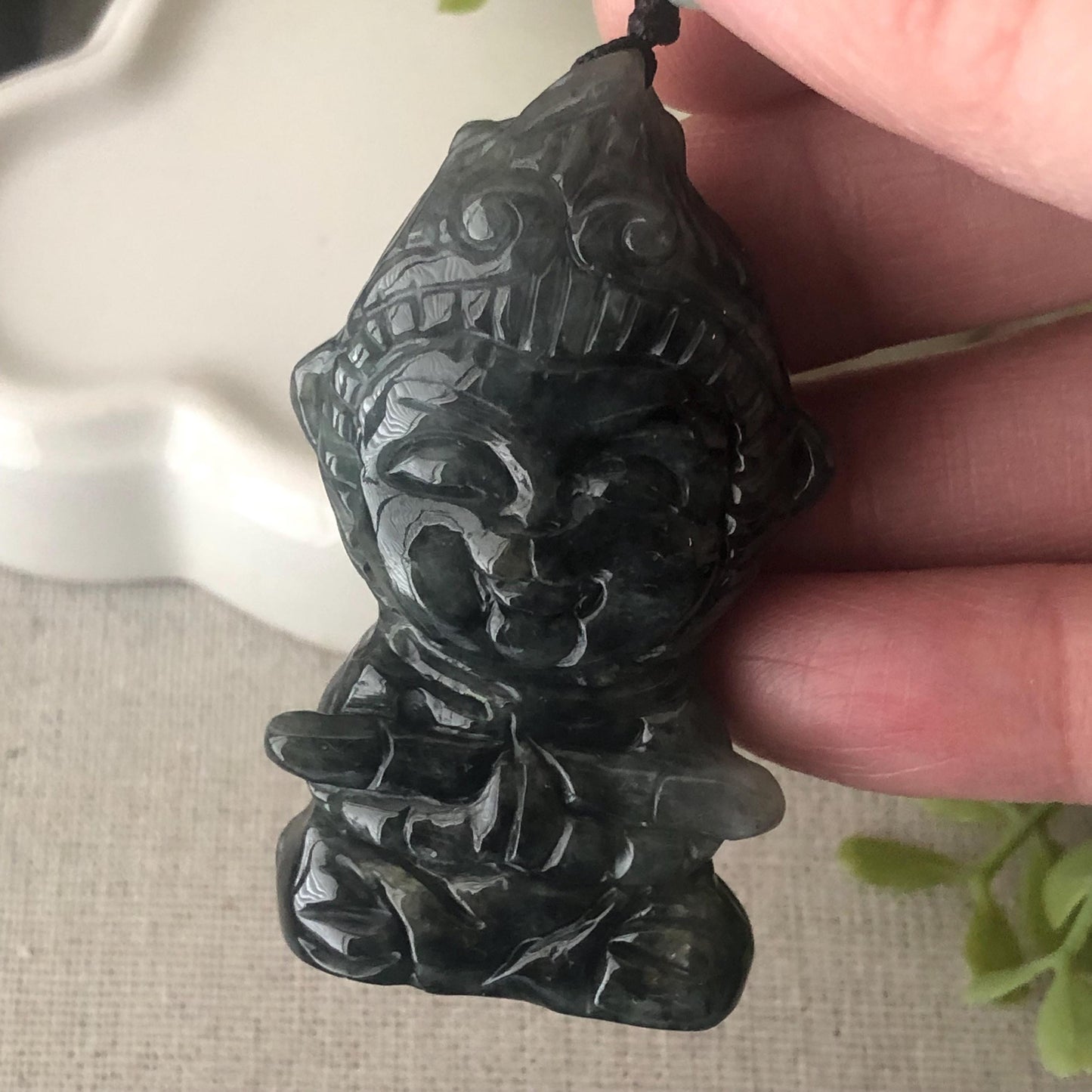 52mm Jadeite Jade Wuji Carved Monkey King Pendant Charm