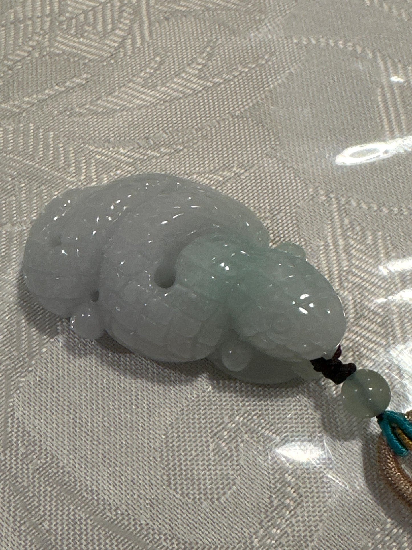 45mm Jadeite Jade Icy Carved Snake Pendant