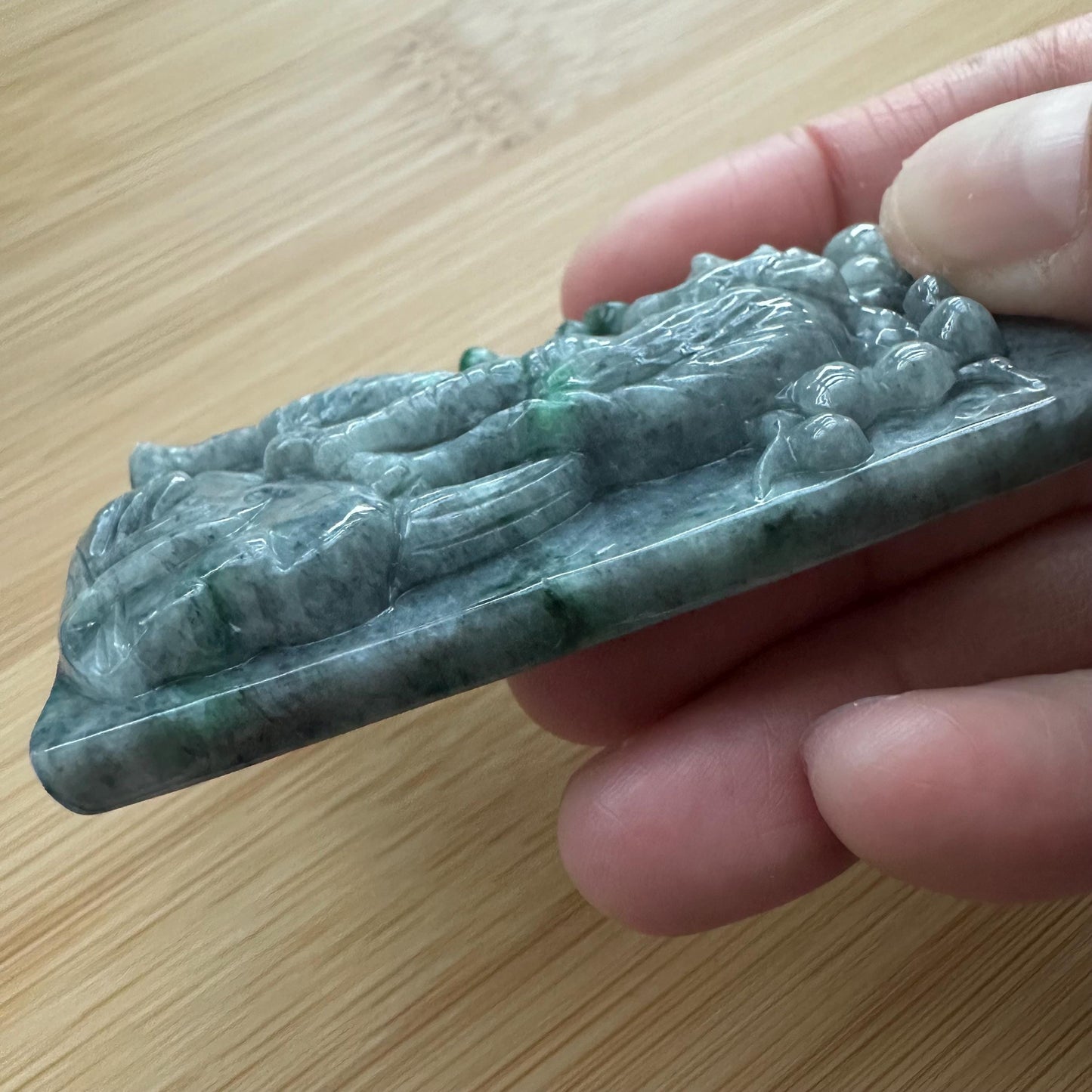 63.7mm Jadeite Jade Wuji Green Carved Tiger Pendant