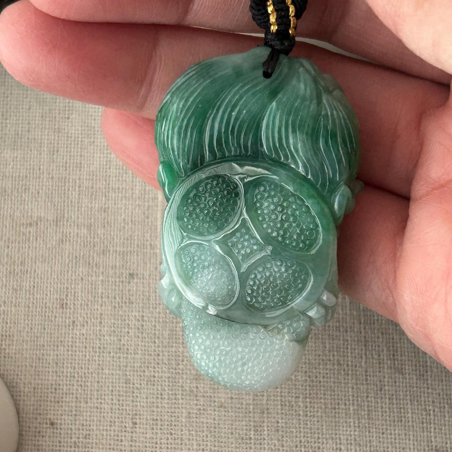 50mm Jadeite Jade Green Carved Dragon Pendant
