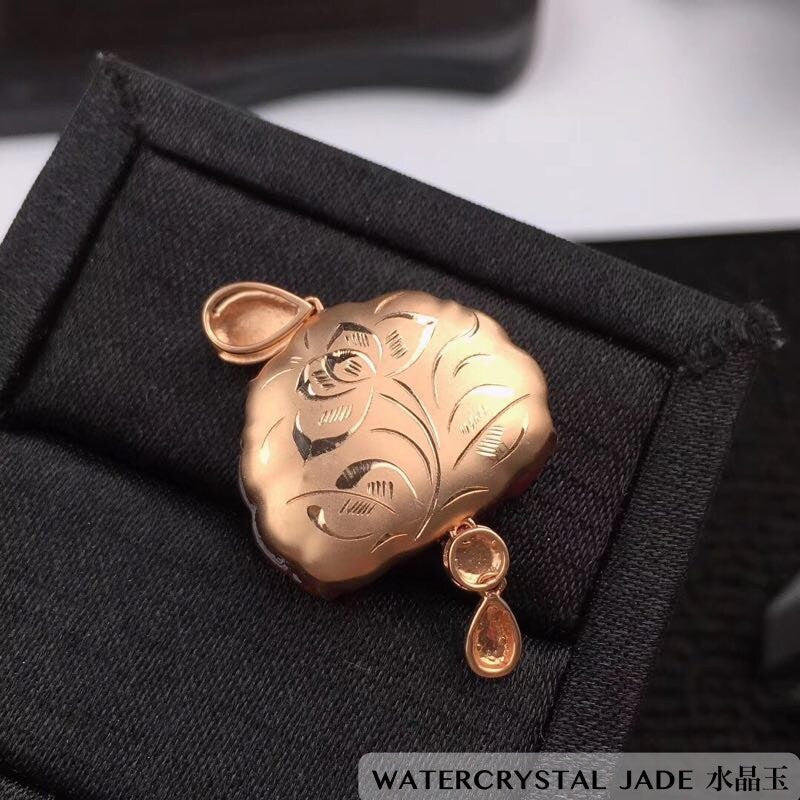 NEW Beautiful Myanmar Grade A Jadeite Red Brown Orange Jade Pendant 18K ONLY ONE