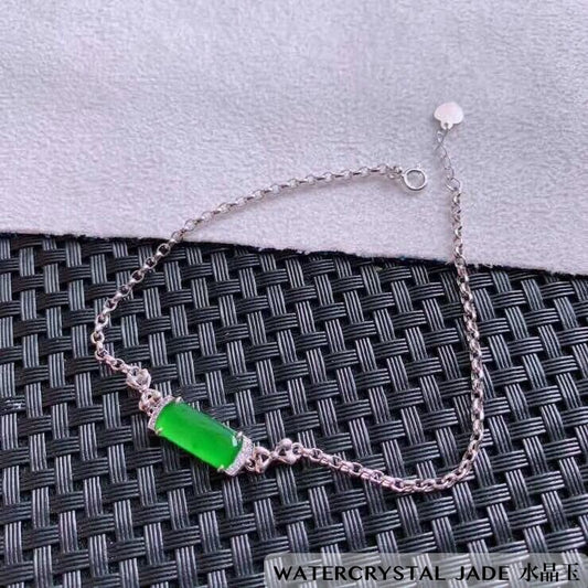 Myanmar Grade A Yang Green Translucent Horse Eye Jade Bracelet 18K