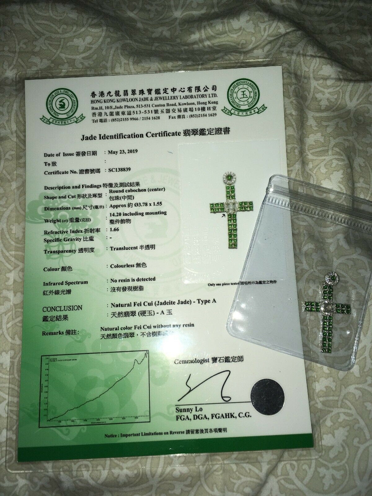 Myanmar GRADE A Mini Cabochon Cross Jadeite Jade Pendant 925 Silver