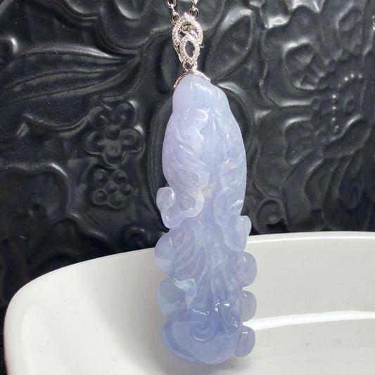 Myanmar GRADE A Lavender Longevity Cabbage Jadeite Jade Pendant