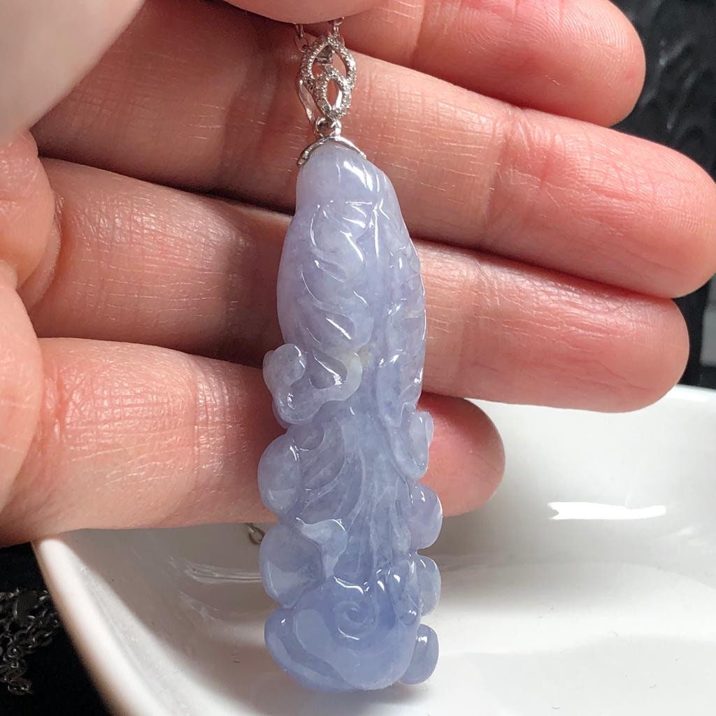 Myanmar GRADE A Lavender Longevity Cabbage Jadeite Jade Pendant