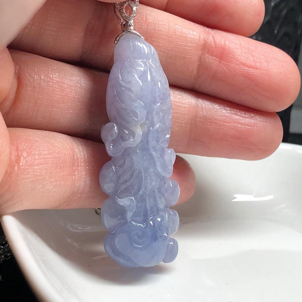 Myanmar GRADE A Lavender Longevity Cabbage Jadeite Jade Pendant