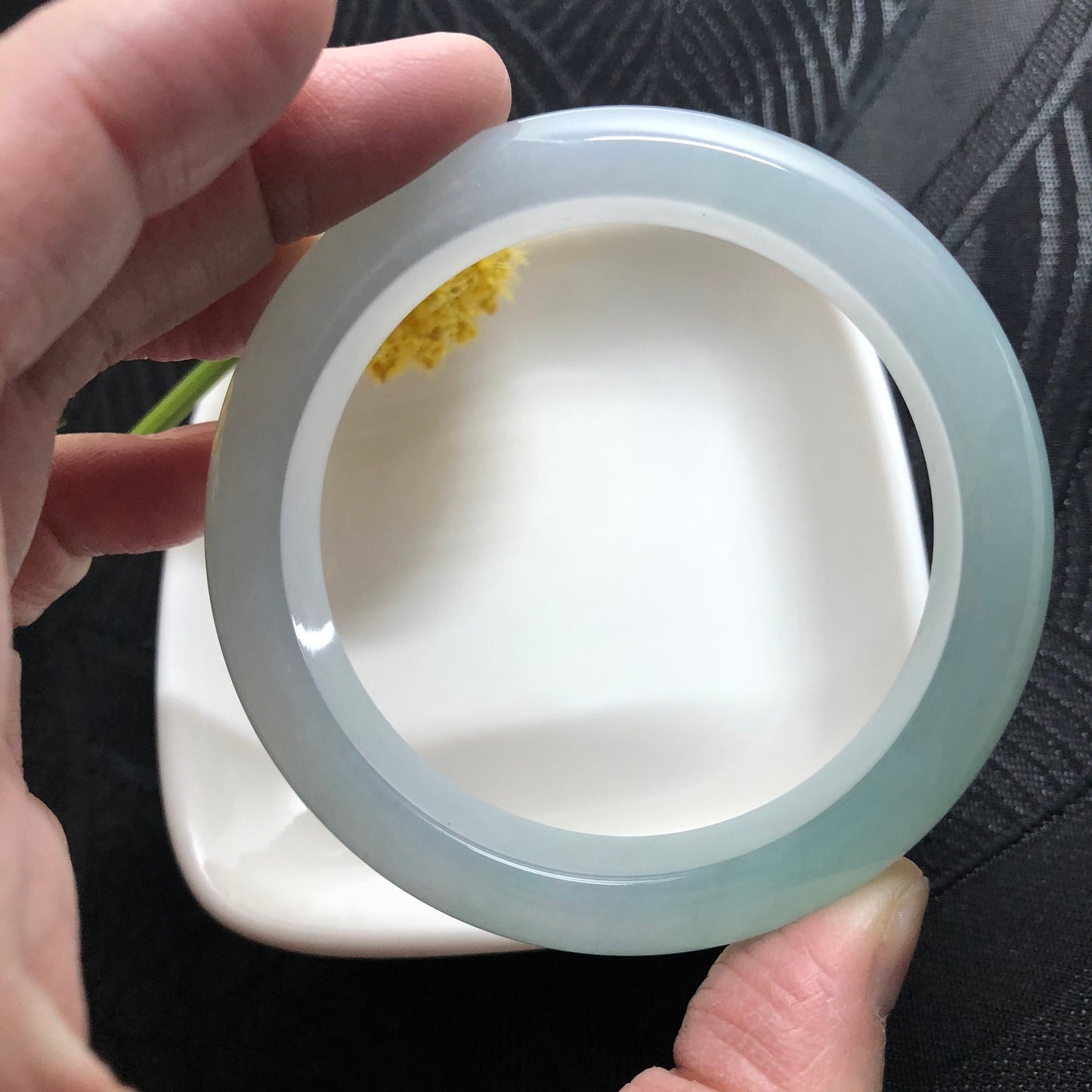 Reserved: SALE Grade A Myanmar Waterlake Green Round D-Shaped Jadeite Jade Bangle 54mm