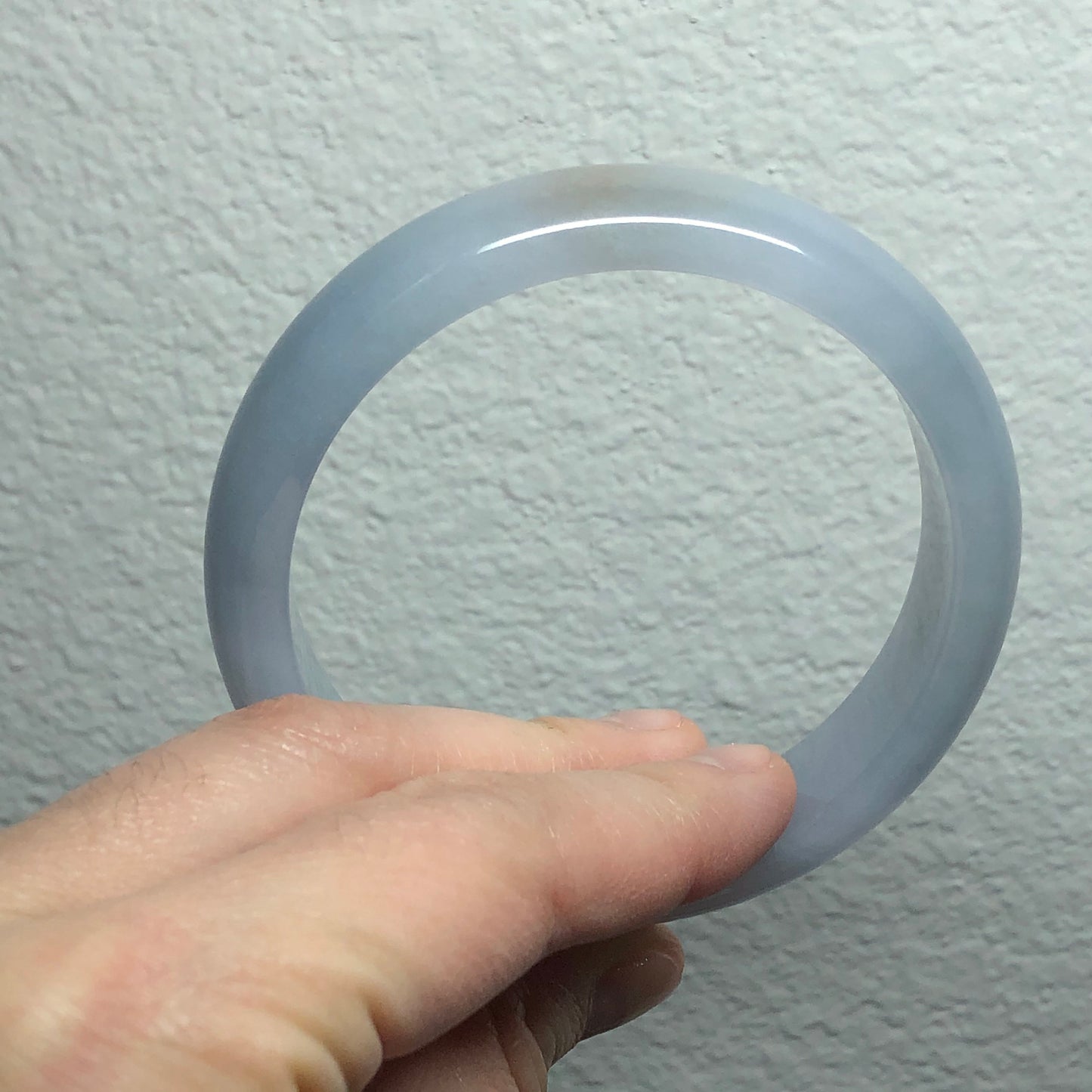 58mm Grade A Myanmar Icy Lavender Sky Blue Round D-Shaped Jadeite Jade Bangle RARE