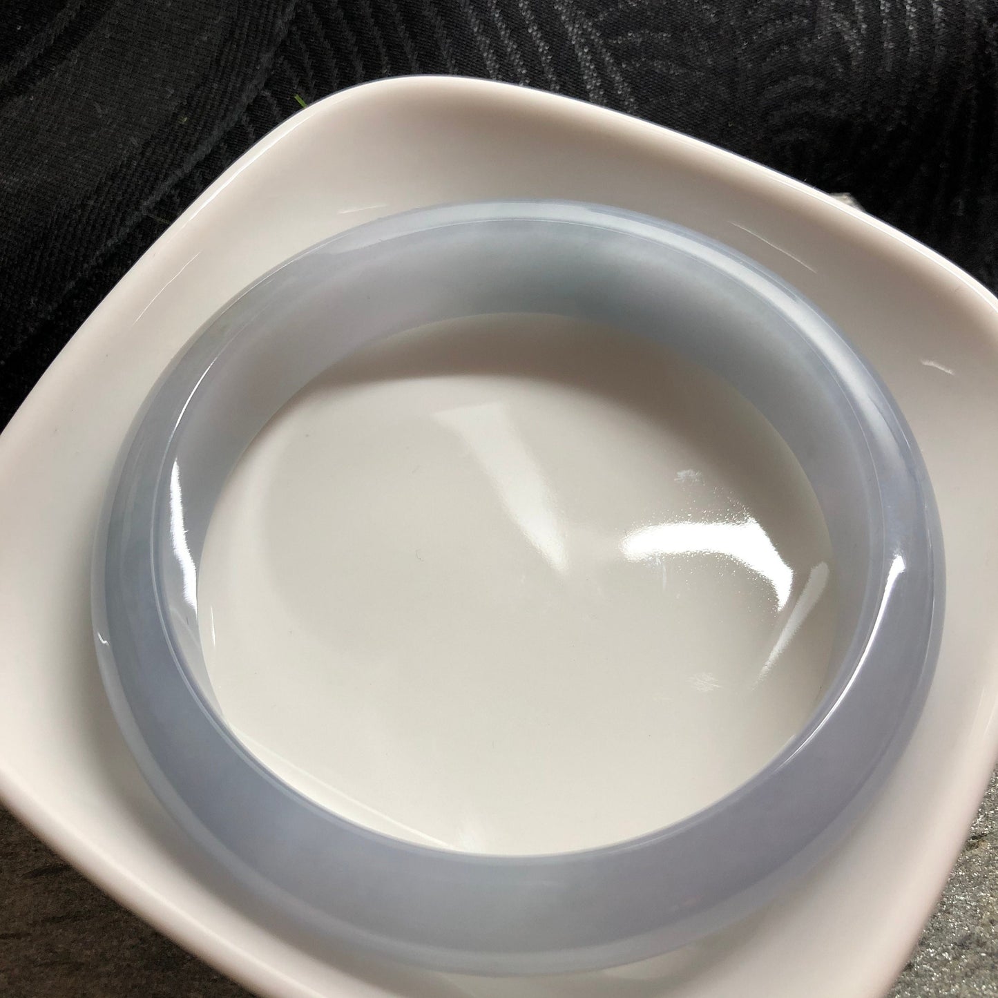 58mm Grade A Myanmar Icy Lavender Sky Blue Round D-Shaped Jadeite Jade Bangle RARE