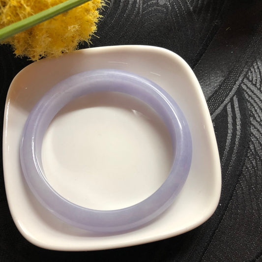 SOLD OUT: Grade A Myanmar Lavender Round D-Shaped Jadeite Jade Bangle 57mm