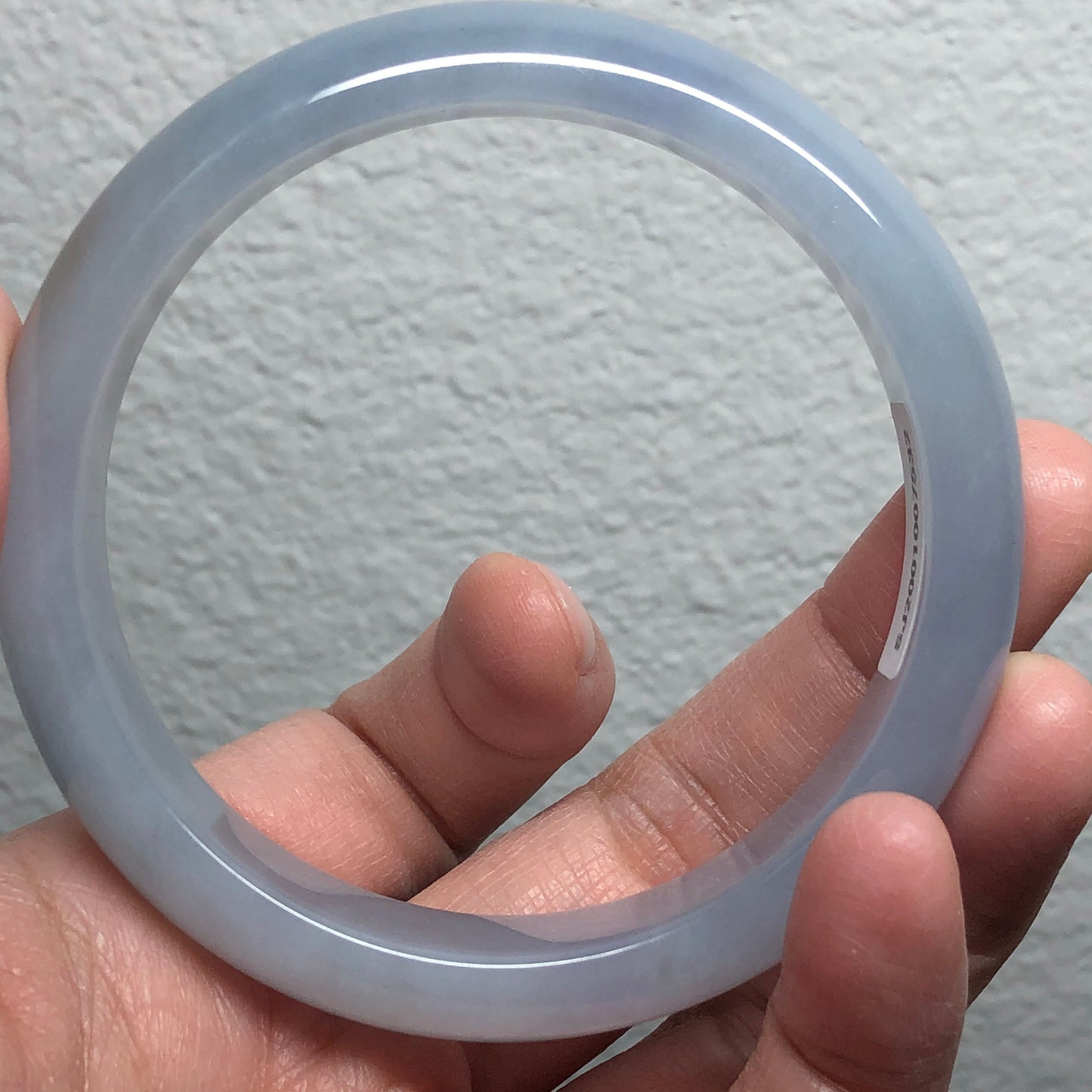 58mm Grade A Myanmar Icy Lavender Sky Blue Round D-Shaped Jadeite Jade Bangle RARE