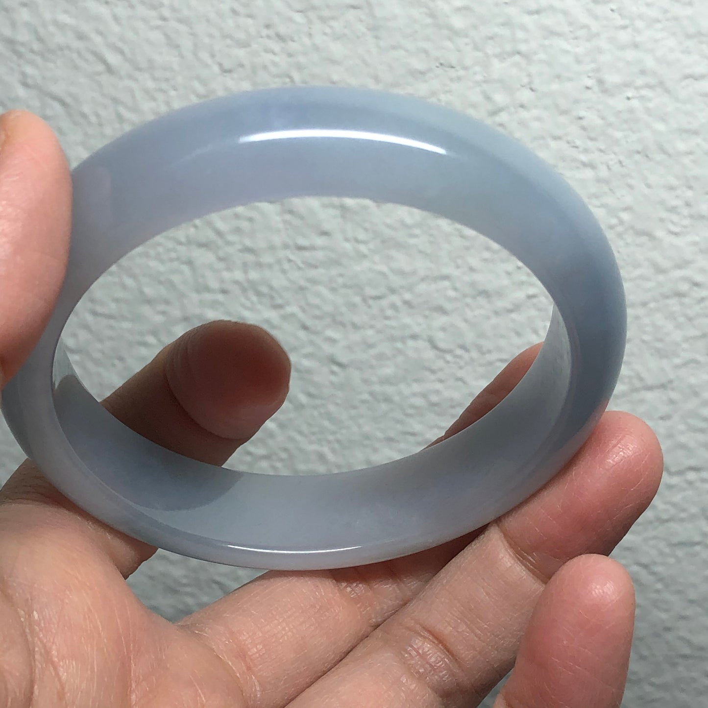 58mm Grade A Myanmar Icy Lavender Sky Blue Round D-Shaped Jadeite Jade Bangle RARE
