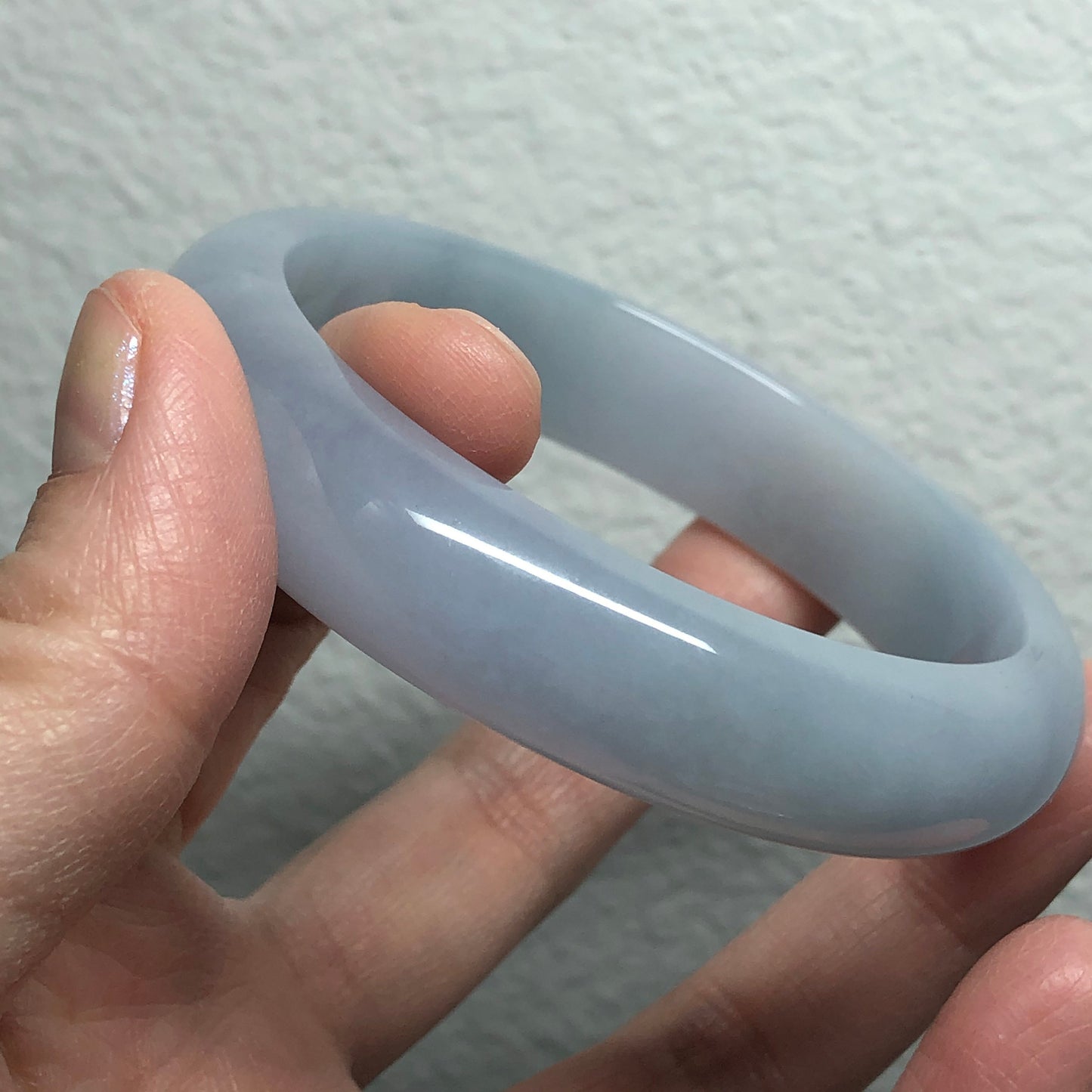 58mm Grade A Myanmar Icy Lavender Sky Blue Round D-Shaped Jadeite Jade Bangle RARE