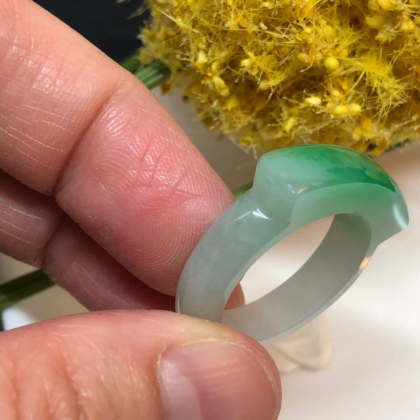 Certified Grade A Jadeite Jade Yang Green Ring