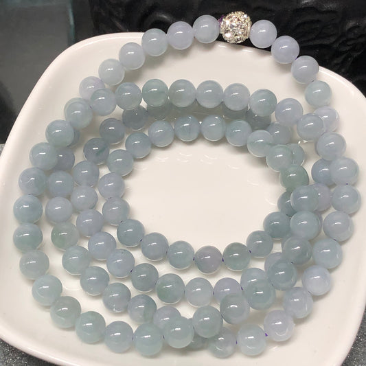 Grade A Myanmar Sky Blue Jadeite Jade Bracelet 6.6mm 108 bead necklace or bracelet