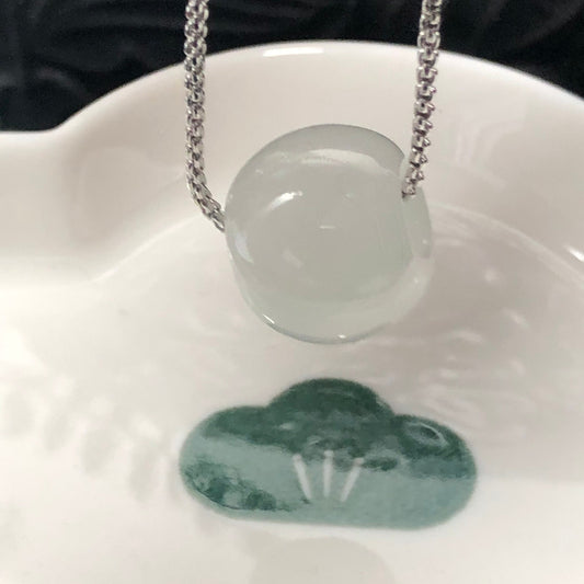 Certified Myanmar Grade A Jadeite Icy Green Barrow barrel Pendant