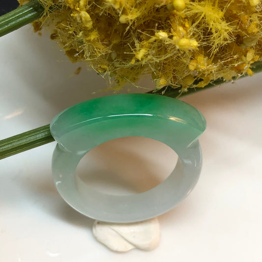 Certified Grade A Jadeite Jade Yang Green Ring