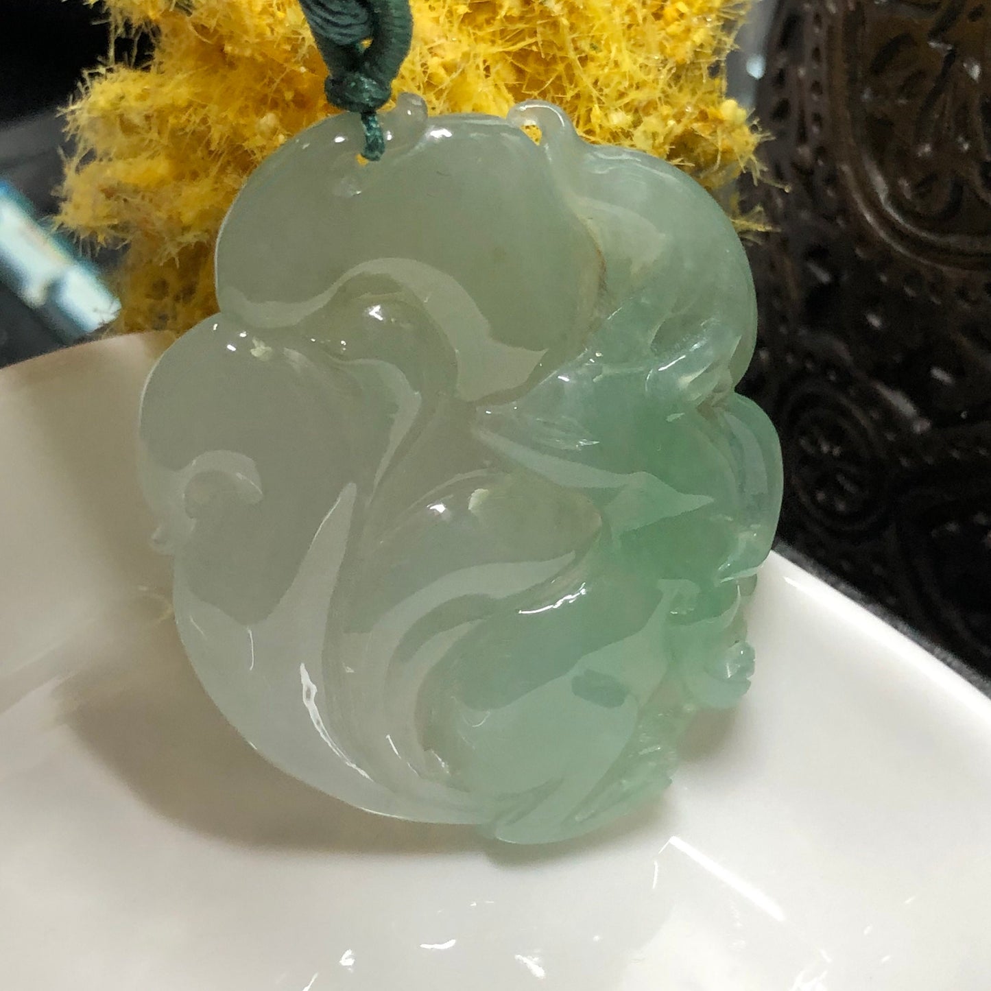 Certified Myanmar Grade A Icy Jadeite Jade Foxtail Deer Glutinous Animal Pendant
