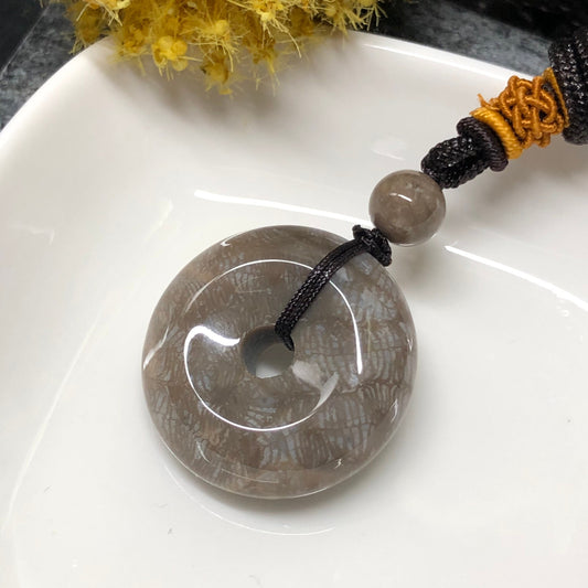 NEW Yellow Brown Fossil Coral Pendant with Neck Rope Tie FC600 RARE Last One!!