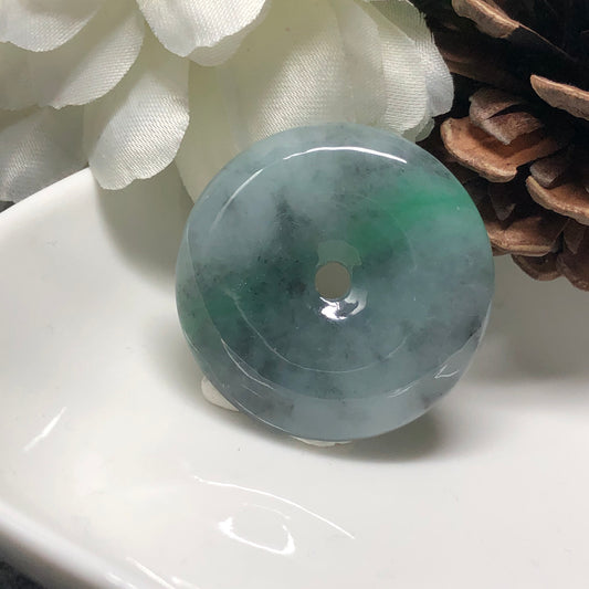 Myanmar Grade A  RARE Wuji Green Jadeite Jade Rats Peace Donut Pendant LAST ONE