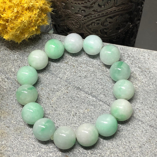 13.5 mm Grade A Assorted Blue Green Colors Jade Jadeite Bracelet 13.5mm 15 bead bracelet