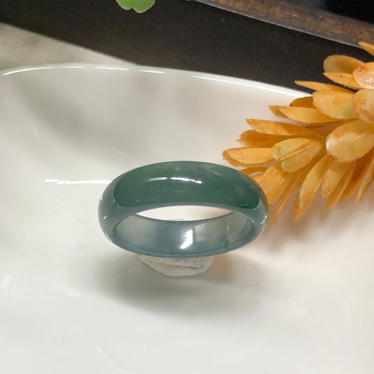 Certified Grade A Jadeite Jade Blue Green Band Ring 20mm