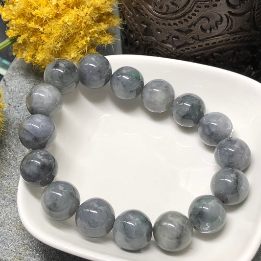 13.3mm Grade A Wuji Jade Jadeite Bead Bracelet 13.3mm x 16pcs