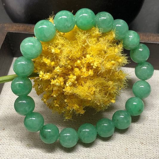 Certified Myanmar Grade A Yang Green Wuji Jade Jadeite Bracelet 9.5mm 20 beads bracelet