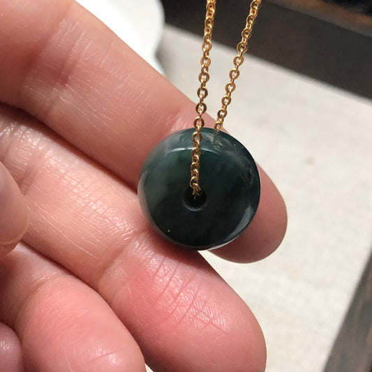 Certified Myanmar Grade A Jadeite Icy Green Marble barrel Pendant