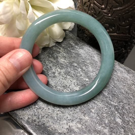 SALE: 55mm Grade A Myanmar Blue Water Green Duo Glutinous Jadeite Jade Bangle