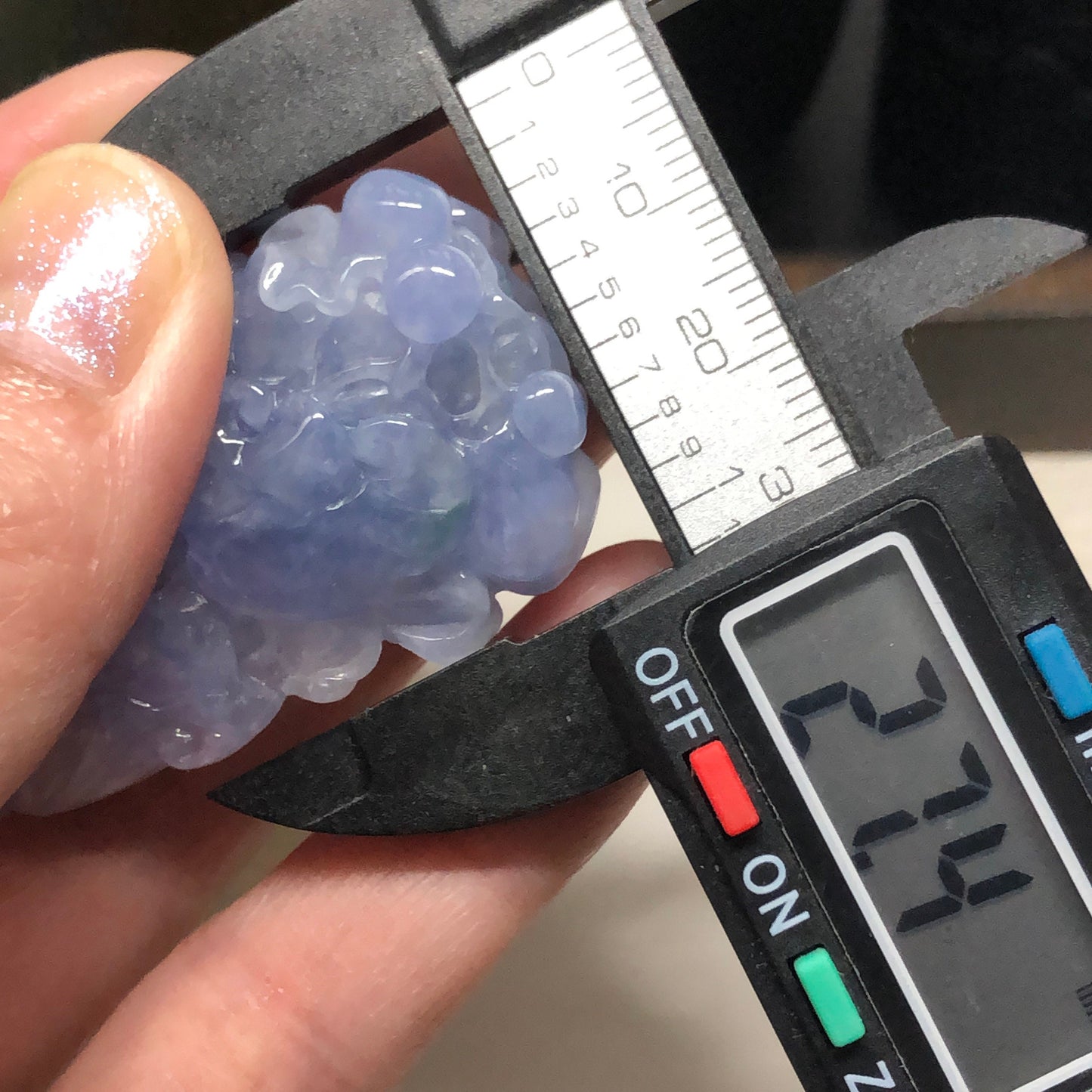 48.4mm Grade A Icy Lavender Carved Vegetable Flower Jadeite Jade Pendant