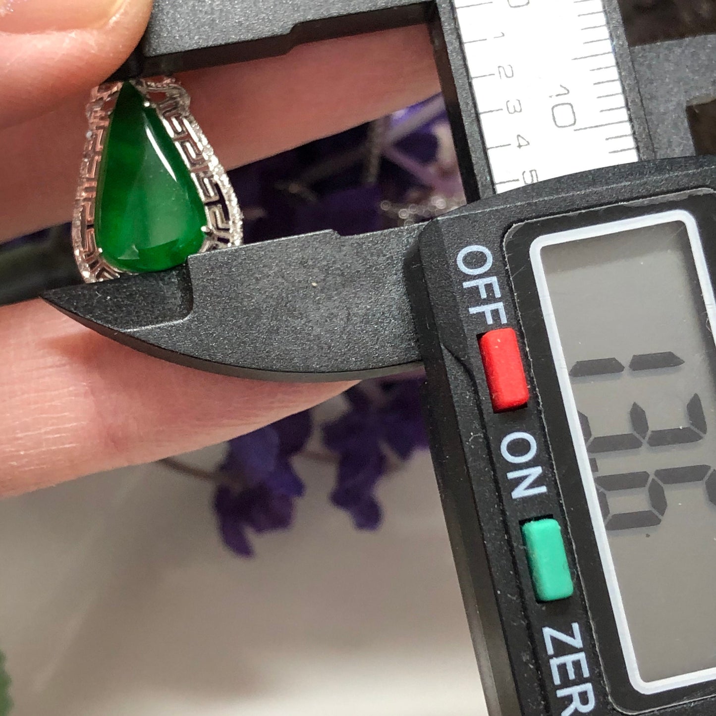 Certified Grade A  Jadeite Jade Drop Yang Green Pendant set on 18 K white gold