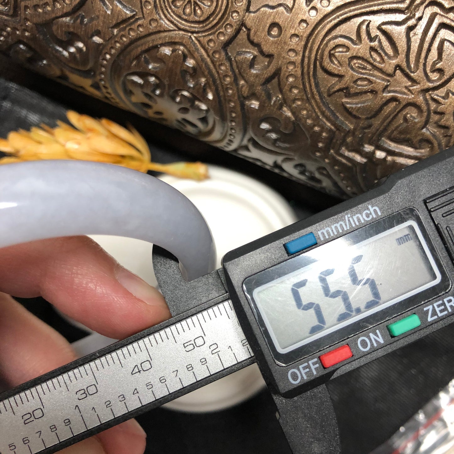 55mm Grade A Icy LIGHT LAVENDER D-SHAPED Jadeite Jade Bangle