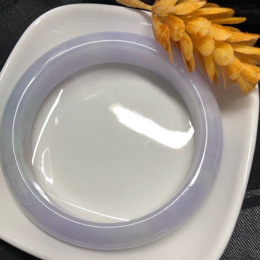 57mm Grade A icy Earthy LAVENDER D-SHAPED Jadeite Jade Bangle