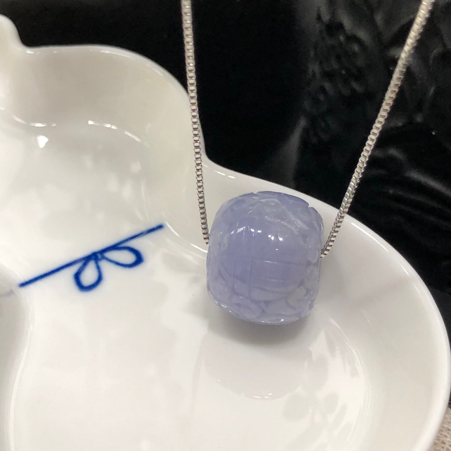 Certified Myanmar Grade A  RARE Carved Lavender Green Jadeite Jade Peace Donut Pendant