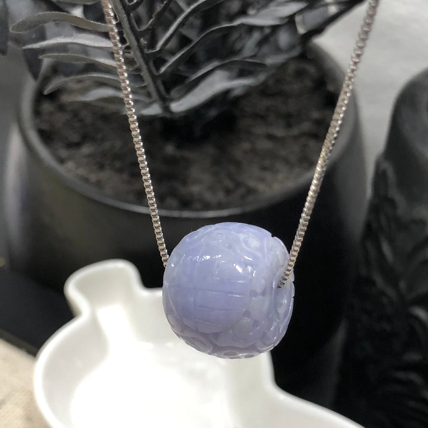 Certified Myanmar Grade A  RARE Carved Lavender Green Jadeite Jade Peace Donut Pendant