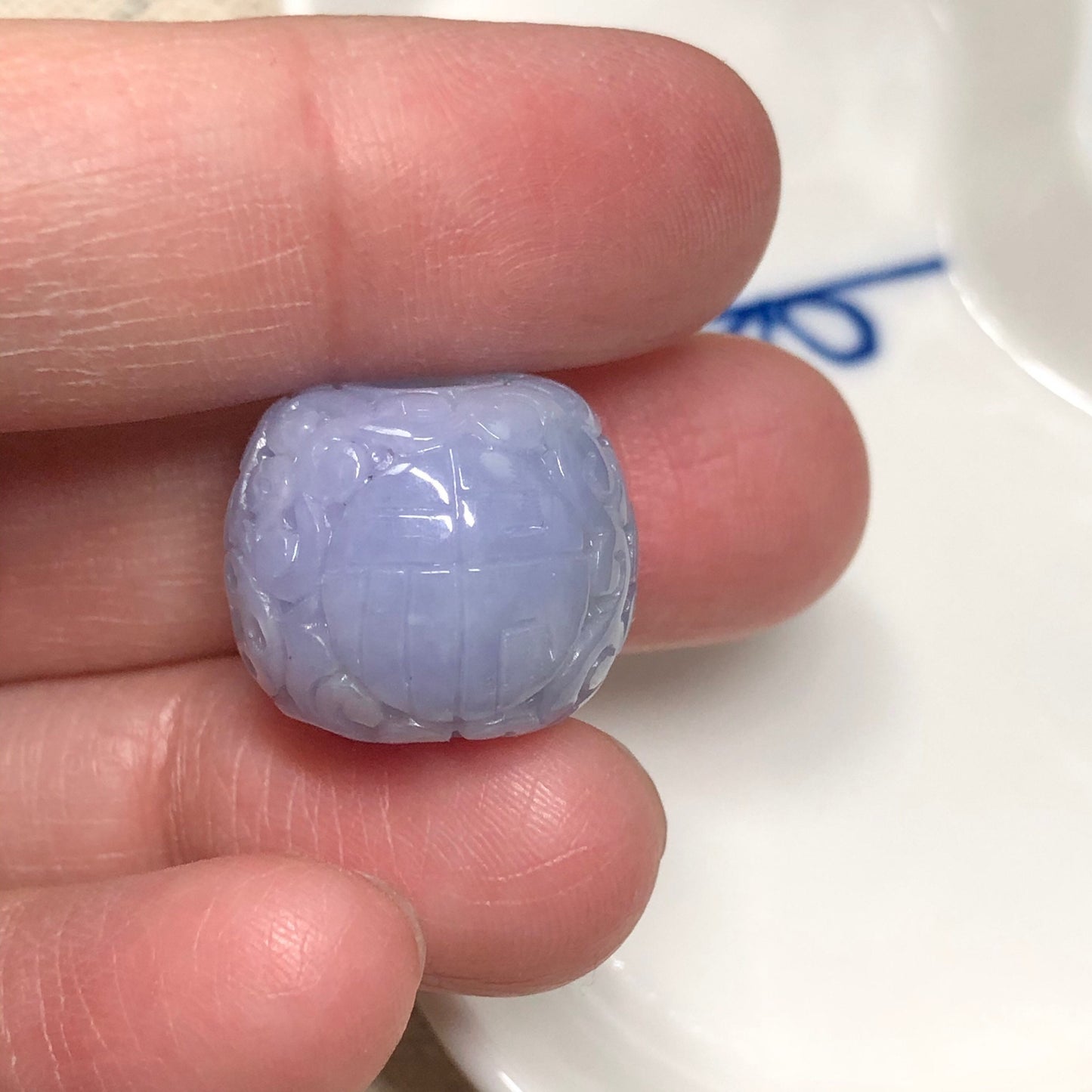 Certified Myanmar Grade A  RARE Carved Lavender Green Jadeite Jade Peace Donut Pendant