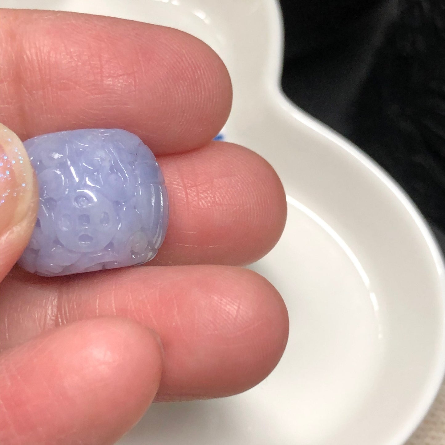 Certified Myanmar Grade A  RARE Carved Lavender Green Jadeite Jade Peace Donut Pendant