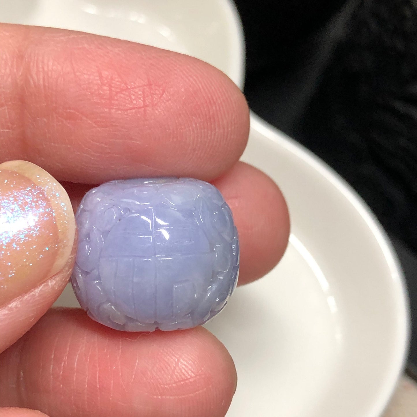 Certified Myanmar Grade A  RARE Carved Lavender Green Jadeite Jade Peace Donut Pendant