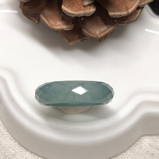 Certified Grade A Jadeite Jade Icy Lake Green Carved Band Ring 16mm