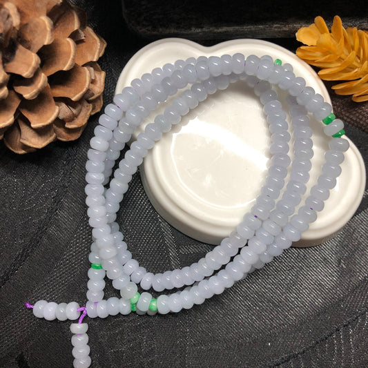 5.8mm Grade A Dainty Icy Blue Lavender Bead Jadeite Jade Bracelet 225mm length