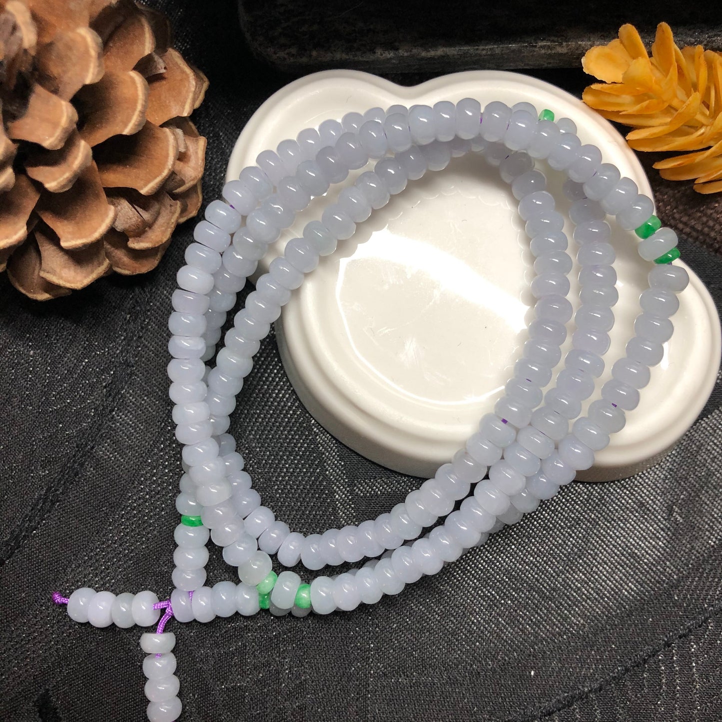 5.8mm Grade A Dainty Icy Blue Lavender Bead Jadeite Jade Bracelet 225mm length