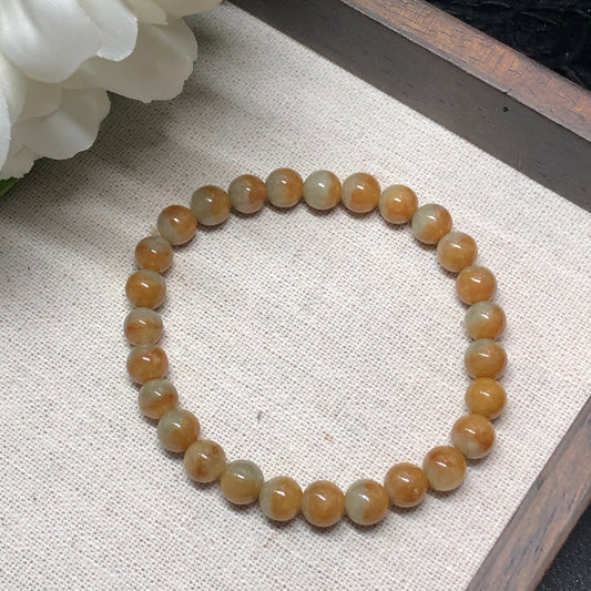 6.7mm Grade A Green Jadeite Jade Peace Donut Bracelet 6.7mm x 25