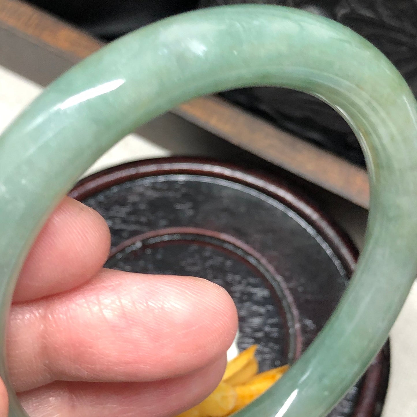 56.1mm Grade A Myanmar Green Round-Shaped Jadeite Jade Bangle