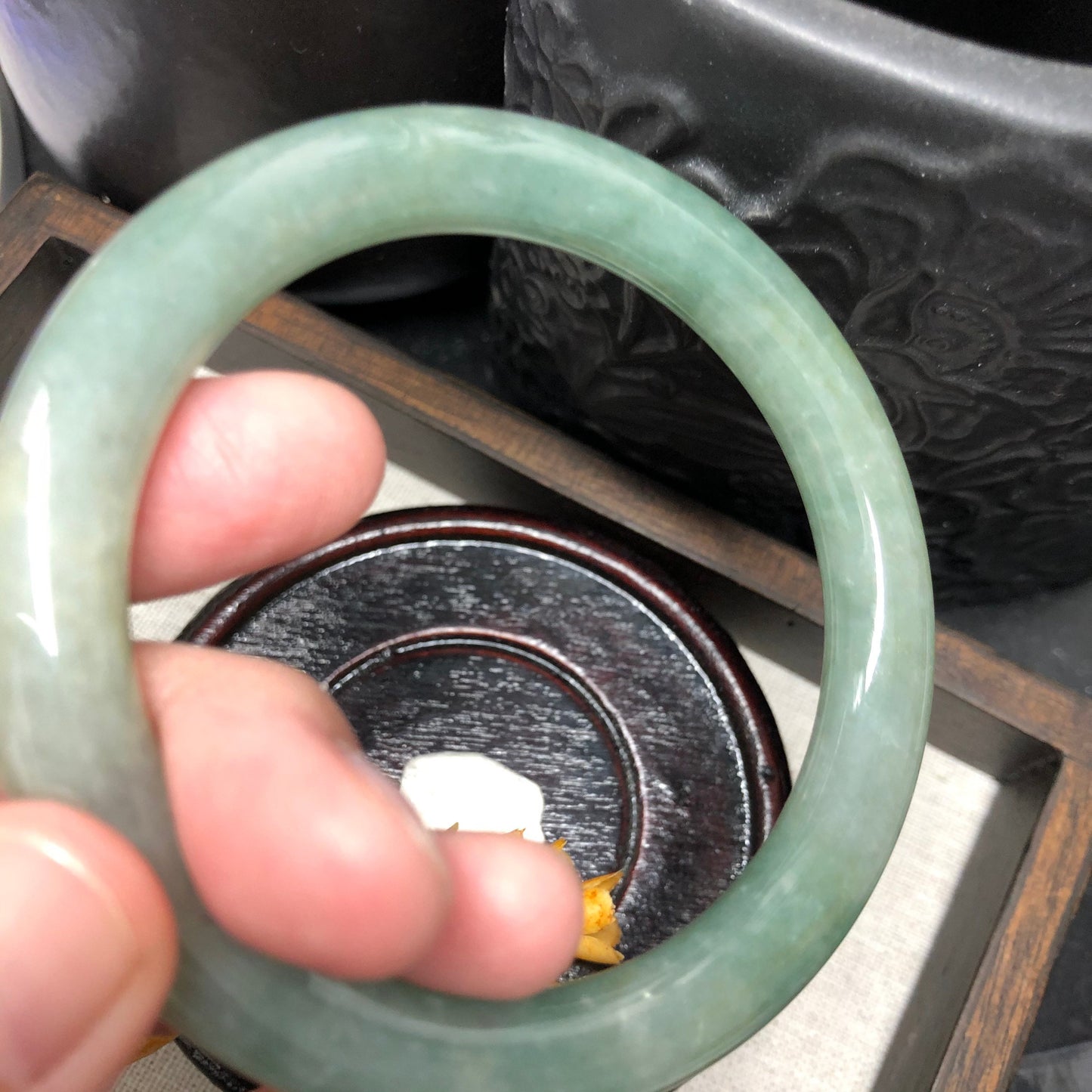 56.1mm Grade A Myanmar Green Round-Shaped Jadeite Jade Bangle