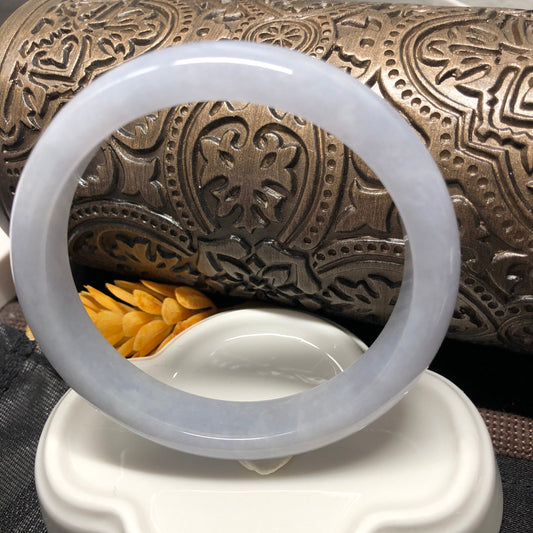 55mm Grade A Icy LIGHT LAVENDER D-SHAPED Jadeite Jade Bangle