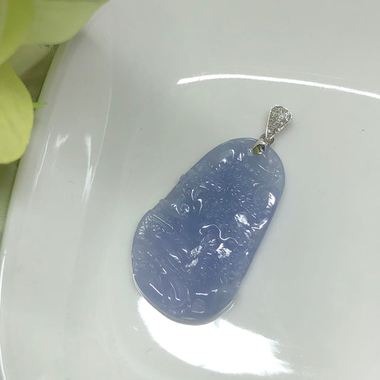 40.1mm Grade A Carved Lavender Landscape Mountain Scenery Pendant