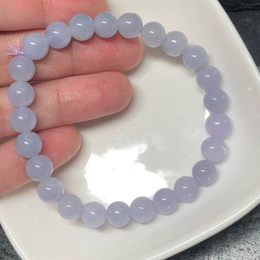 7.2 mm Grade A Lavender Jadeite Jade Bead Bracelet 7.2 mm x 25 pcs.
